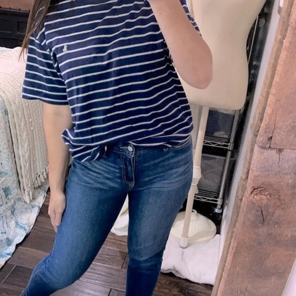 Polo by Ralph Lauren navy striped top size medium blue label - Picture 1 of 7